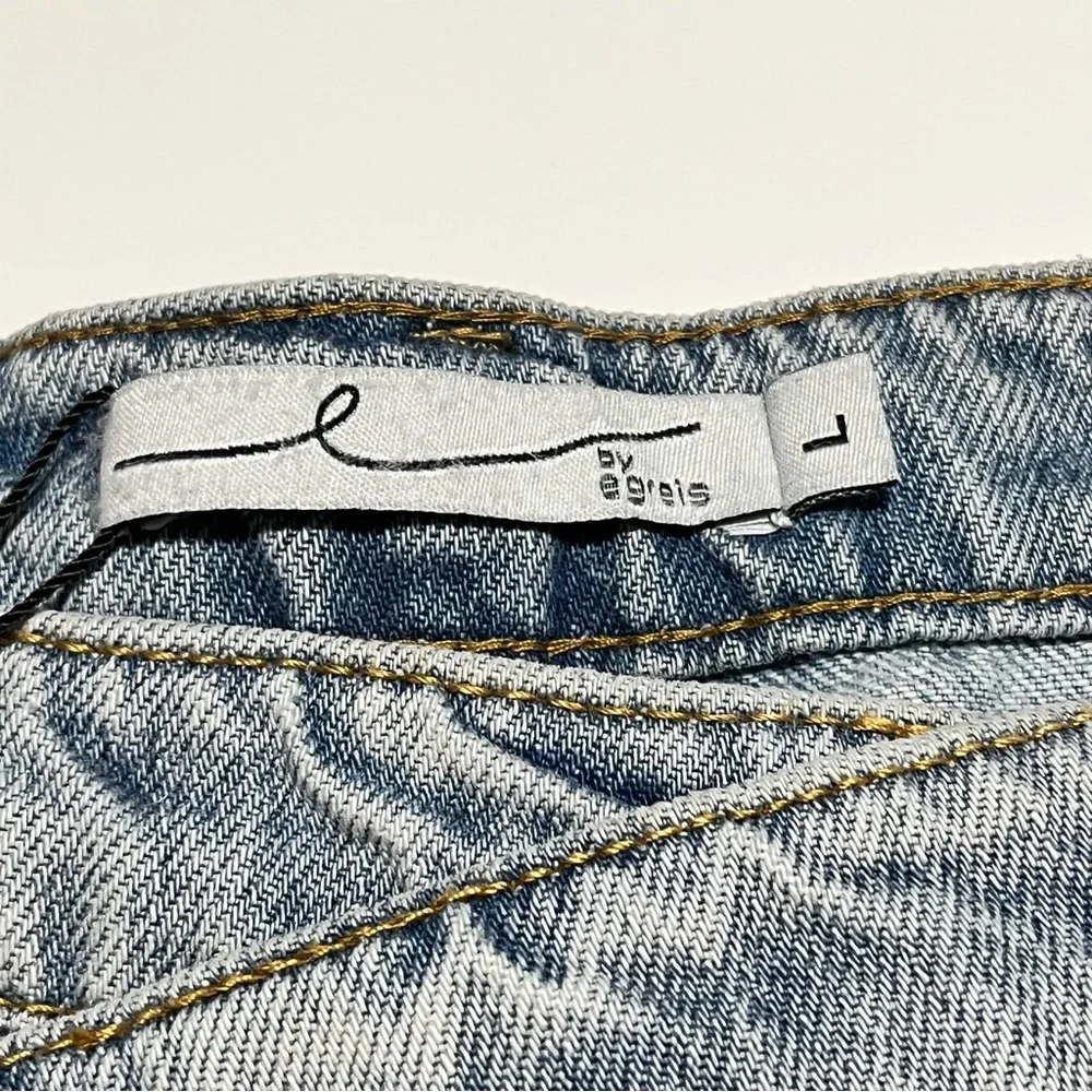 By Egreis Archie Jean Women Large Blue Denim Wide Leg High Waist Crisscross NEW - Picture 11 of 15